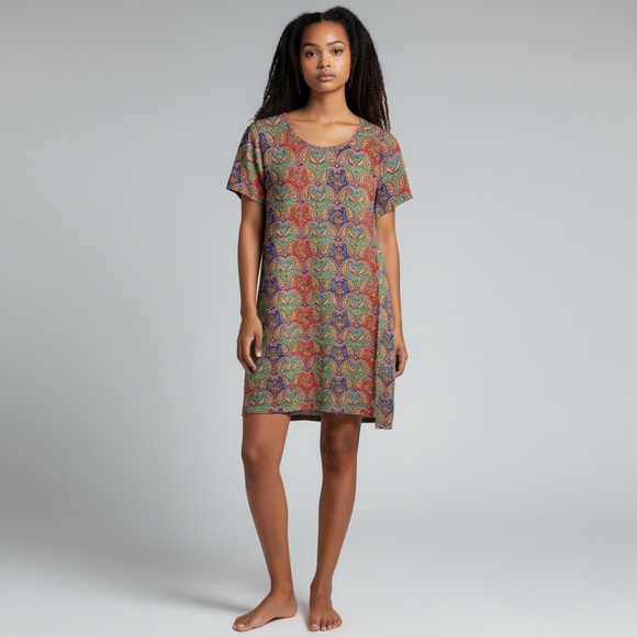 FAHERTY | Women’s Multicolor 100% Silk Paisley Floral Midi Dress size Medium - Picture 3 of 12